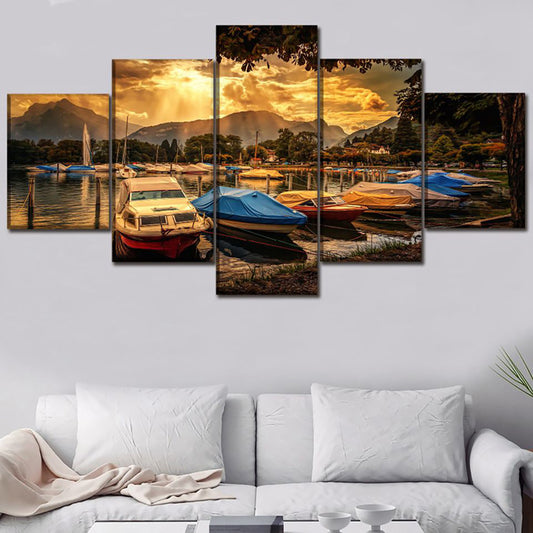 "Set of 5 Canvas Print Scenery Oil Paintings for Wall Decor, Frameless Artwork for Kids Room, Home and Office Decoration"